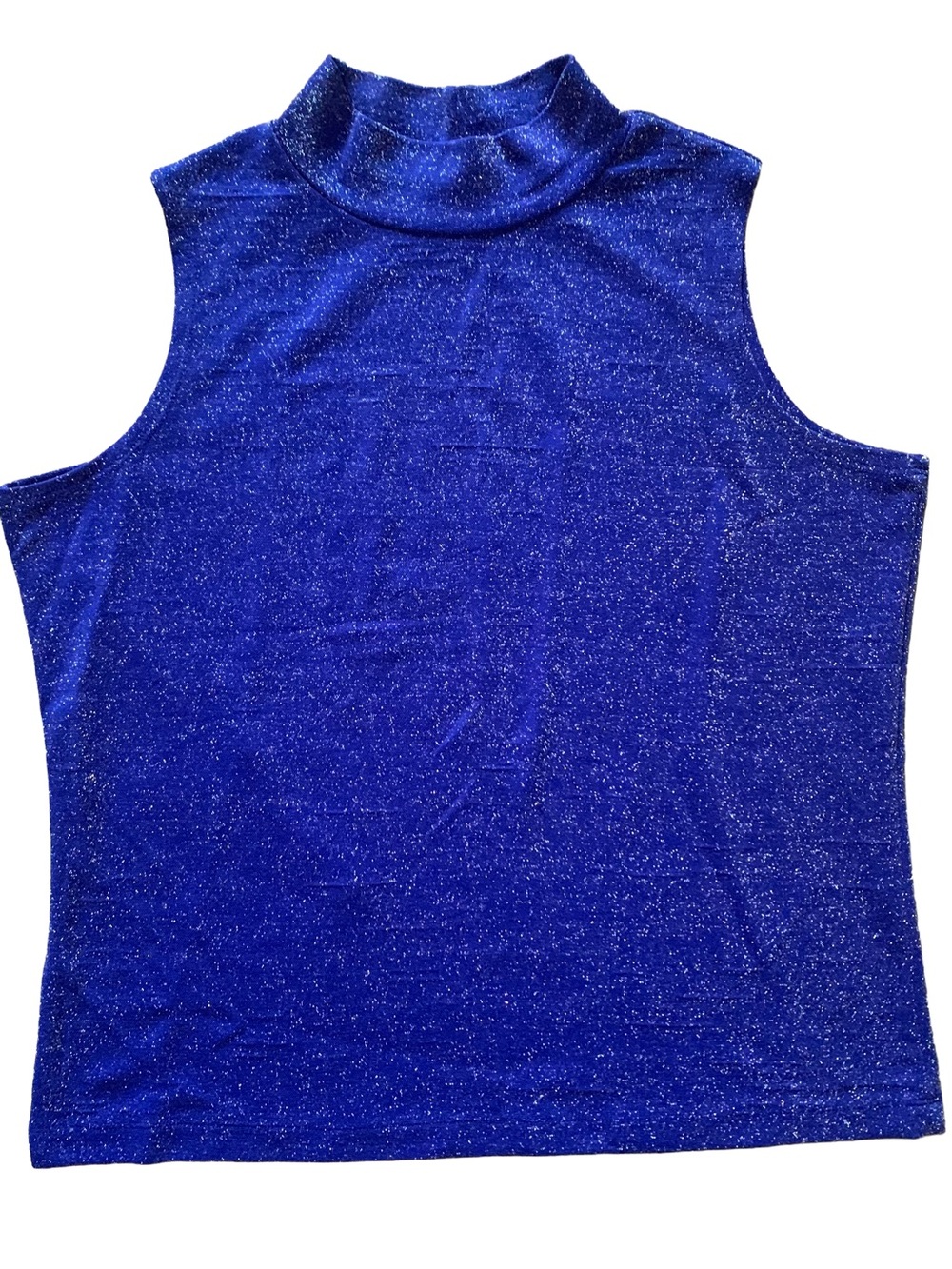 Sleeveless Mock Neck Sparkle Top - Blue